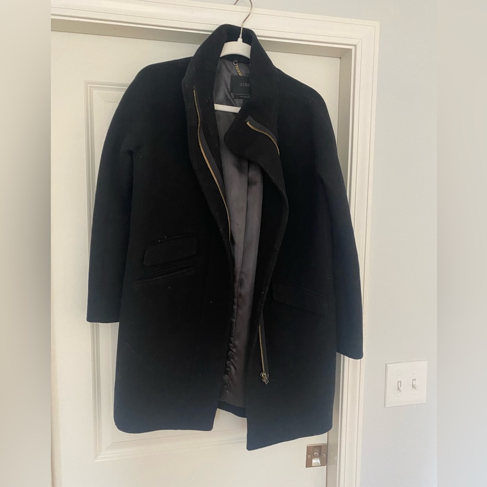 JCrew Black Italian Wool Coat - Classic. Size 2